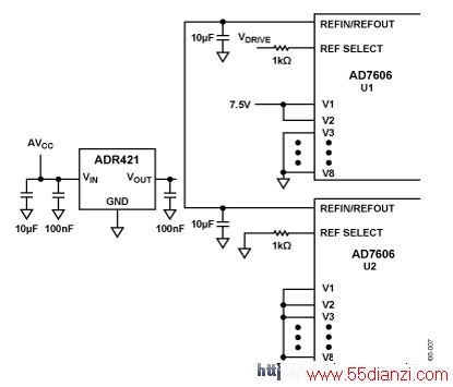  ڲһAD7606ͨƥĵ·ʾͼʹU1ڲ׼ѹԴ