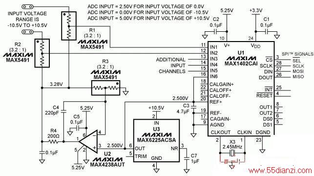 ͼ1. ·ʹ뷶ΧΪ0V5V (˻)ADCܹ±10.5V뷶Χ