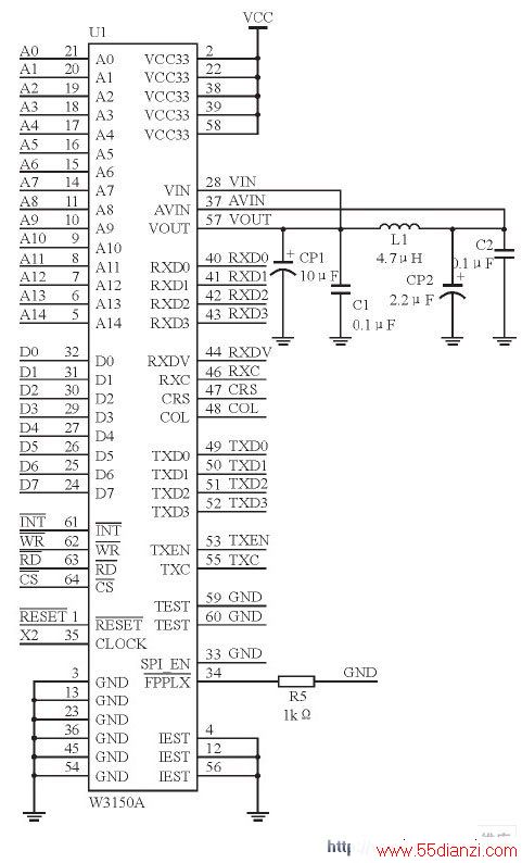 W3150A+FPGAĽӿڵ·