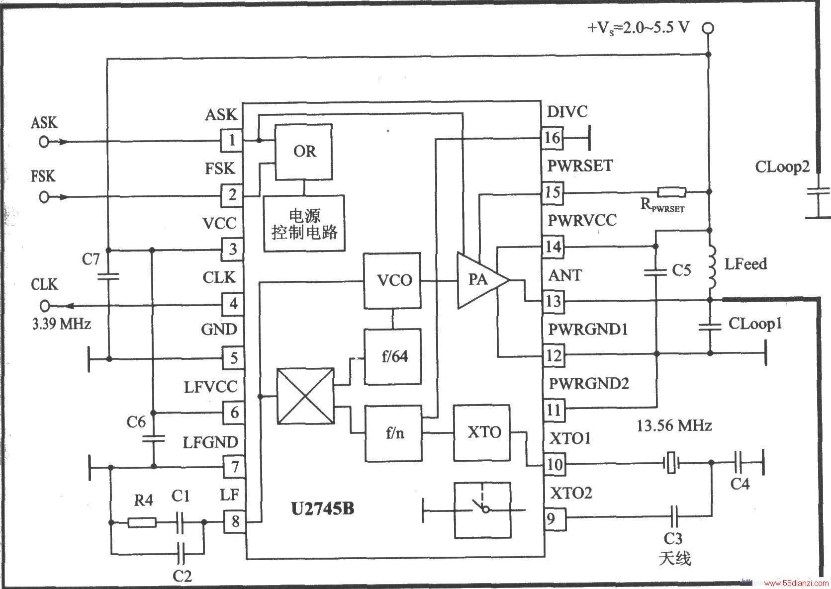 U2741B ASK/FSK 450300 MHz