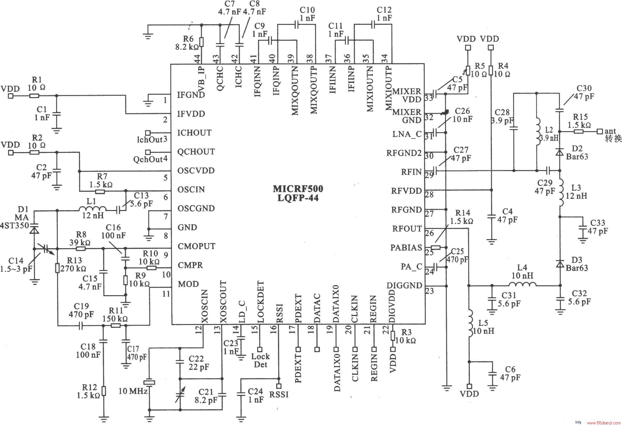 MICRF500 FSK l000700 MHzշ