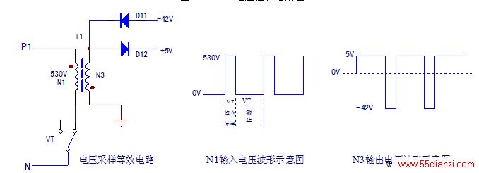 直流回路电压采样等效电路及波型示意图