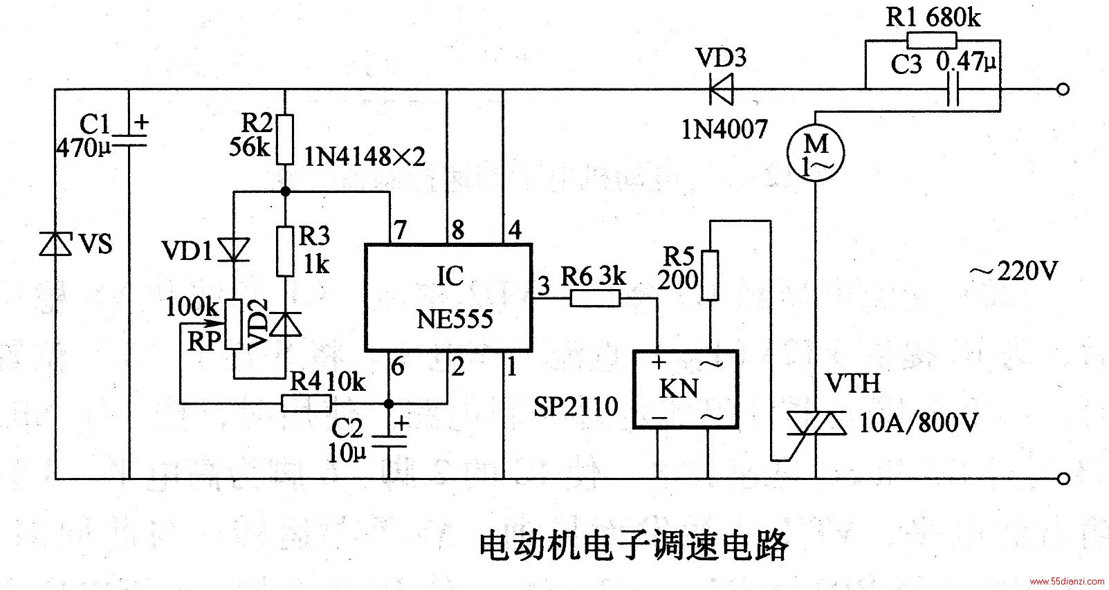õ·м򵥡ص㣬С͵ཻ綯תٿơ220VѹC3ѹVD3C1˲VSѹΪICṩ12VֱѹƵͨ繤󣬴IC3ƵΪ1HzҵĳƵźšźżڹ̵̬KNĿƶˣˣͨKNͨϣźΪʱKNͨźΪʱKNֹVTHĵͨǡRPֵɸıIC3źŵռձȡźŵռձԽڵλʱVTHĵͨʱԽ綯MĹѹҲԽ9תٶҲԽ졣