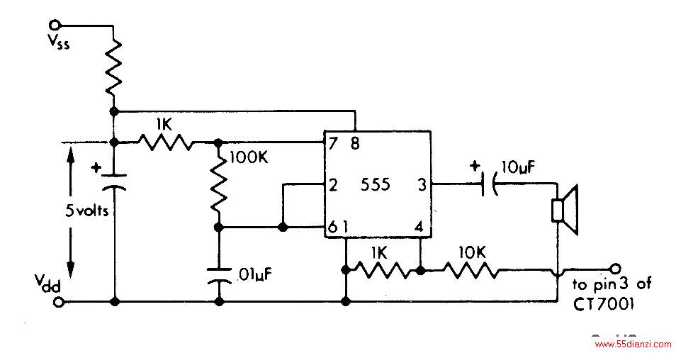 ׵555ʱɲСľԱCal-Tex CT7001ƵĲҪڲƵʾʽʱá·Ҫ+5VĵԴʹúʵĽѹԴԸߡ