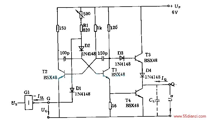 ɾT1T2ɶг̶R1500ɵƵʡT3T4IQڵ͵ƽUQL=0.4Vʱ48mAڸߵƽUQH=2.9Vʱ20mA