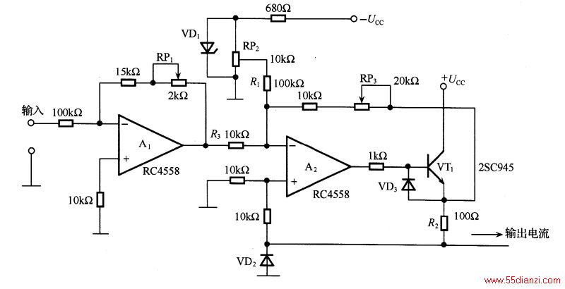 ͼǽ010VѹתΪ420mAĵ··У˷A2Ϊ·õR2תΪѹR2ϵѹΪ0.42.0VA2 ֣4mAƯƵ0-1.6 VźšźʱҪ4 mAƫõR1=10RRP2˵ѹΪ-4V 0.4VƯƵѹźŵѹ0-1.6 VܵźŵѹΪ0-2.0 VR2ϵѹôѹͻСԣֵΪ2 V˷A1˥״̬Ϊ0.16ͼ 010VѹתΪ420 mAĵ·