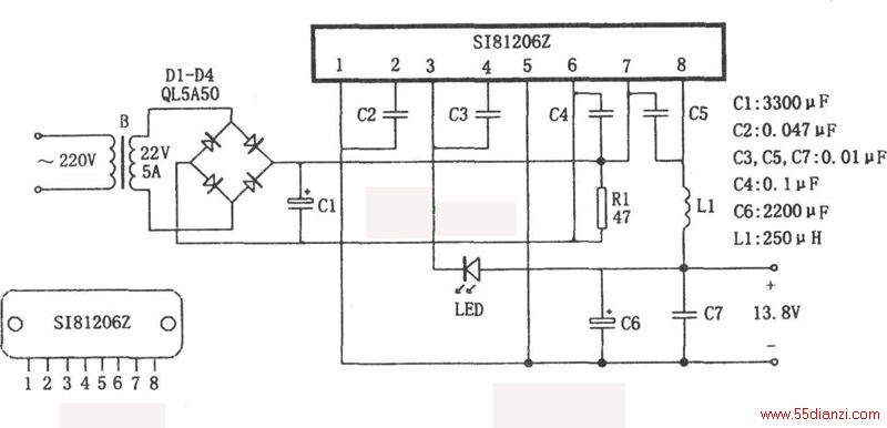 SI81206Zģ鹹ɵ13.8VѹԴ13.8VԴڻ̨̨ȵϣЧʸߡṹ򵥡ܿɿص㡣