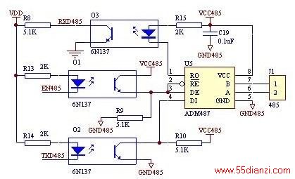 ΪһֳõͨѶӿRS-485/RS-422 оƬ뵼幫˾ҵӦͺţADI ˾ǰ׺ΪADM󲿷ֹҵRS-485ߵĿͻӦµĵ·ӷʽͼʾ485·Ҫ23ٹRS-485շԼԴģɣŵӼ򵥣۸ˣȱõ϶࣬ռõPCB󣬶ҹٶơԼLEDϻܵơ