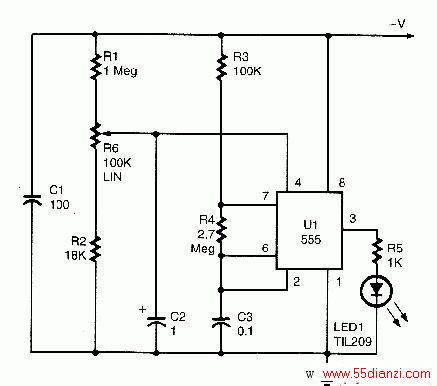 ԴѹԤˮƽ555񵴣LED1˸˸ƵͨC3ơ