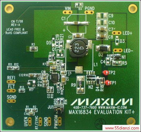 ͼ1. MAX16834EVKITʵֲοƵĹ