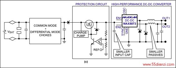 图5c. 输入限幅电路(保护电路)采用了一个n沟道MOSFET。