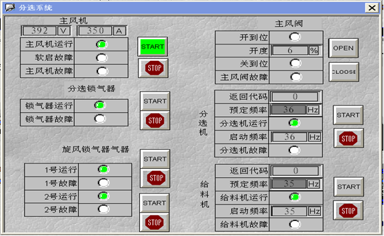 分选系统参数及控制